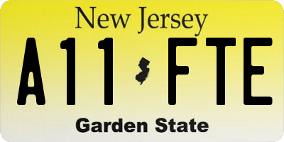 NJ license plate A11FTE