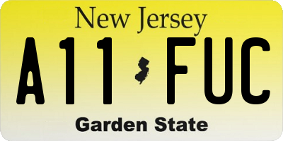 NJ license plate A11FUC