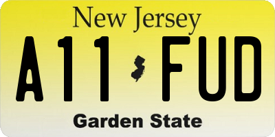 NJ license plate A11FUD
