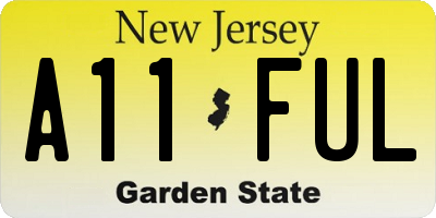 NJ license plate A11FUL