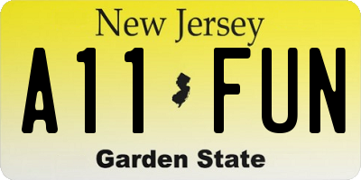 NJ license plate A11FUN