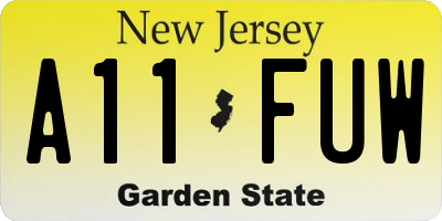 NJ license plate A11FUW