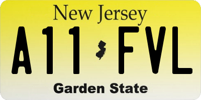 NJ license plate A11FVL