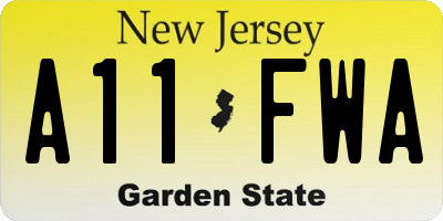 NJ license plate A11FWA