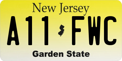 NJ license plate A11FWC