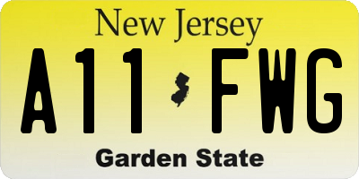NJ license plate A11FWG