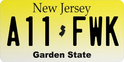 NJ license plate A11FWK
