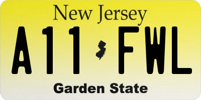 NJ license plate A11FWL