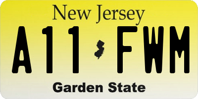 NJ license plate A11FWM