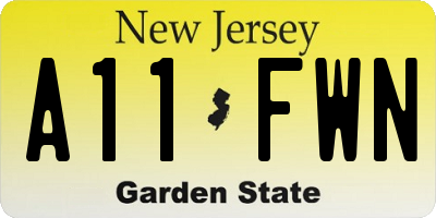 NJ license plate A11FWN