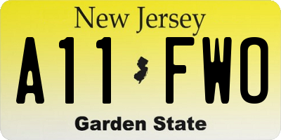 NJ license plate A11FWO