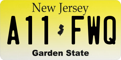 NJ license plate A11FWQ
