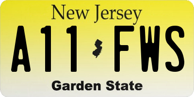 NJ license plate A11FWS