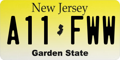 NJ license plate A11FWW