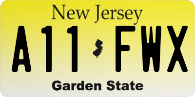 NJ license plate A11FWX