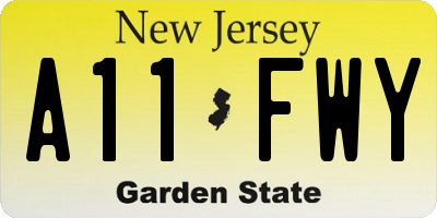 NJ license plate A11FWY