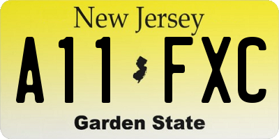 NJ license plate A11FXC