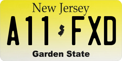 NJ license plate A11FXD