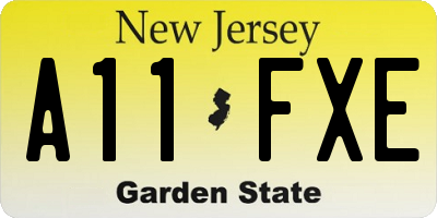 NJ license plate A11FXE