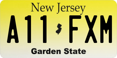 NJ license plate A11FXM