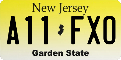 NJ license plate A11FXO