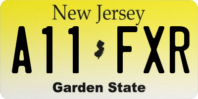NJ license plate A11FXR