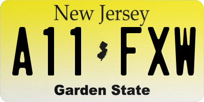 NJ license plate A11FXW