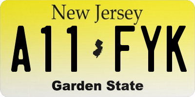 NJ license plate A11FYK