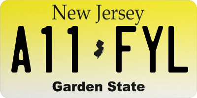 NJ license plate A11FYL