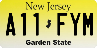 NJ license plate A11FYM