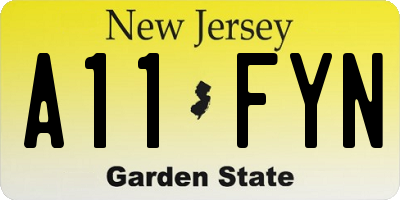 NJ license plate A11FYN