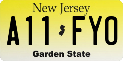 NJ license plate A11FYO