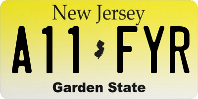 NJ license plate A11FYR