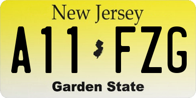 NJ license plate A11FZG