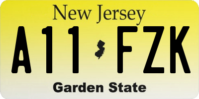 NJ license plate A11FZK