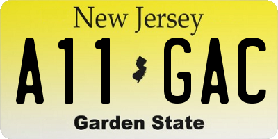 NJ license plate A11GAC