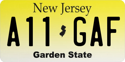 NJ license plate A11GAF