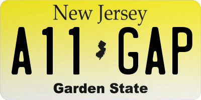 NJ license plate A11GAP