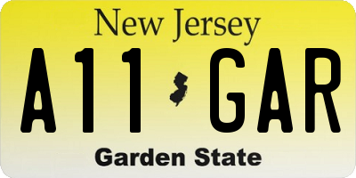 NJ license plate A11GAR
