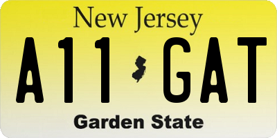 NJ license plate A11GAT