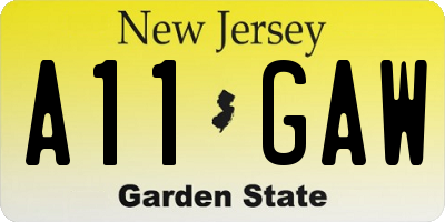 NJ license plate A11GAW