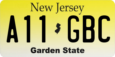 NJ license plate A11GBC