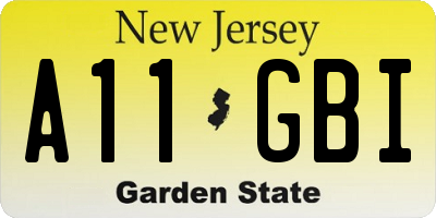 NJ license plate A11GBI