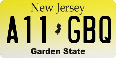 NJ license plate A11GBQ