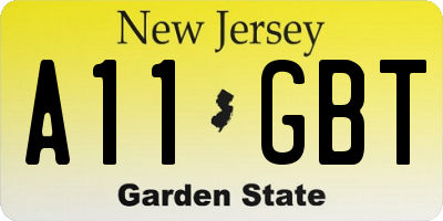 NJ license plate A11GBT