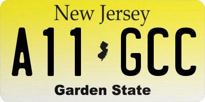 NJ license plate A11GCC