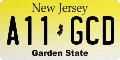 NJ license plate A11GCD