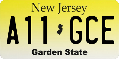 NJ license plate A11GCE
