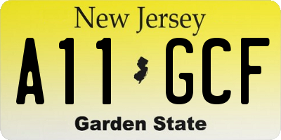 NJ license plate A11GCF