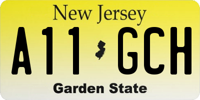 NJ license plate A11GCH